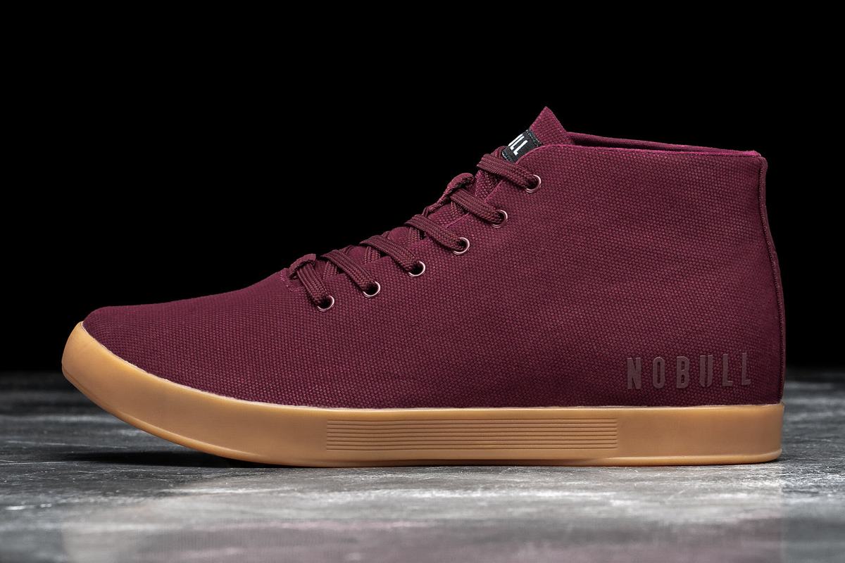 Nobull Canvas Mid Men\'s Trainers Dark Red | Australia (EN4139)